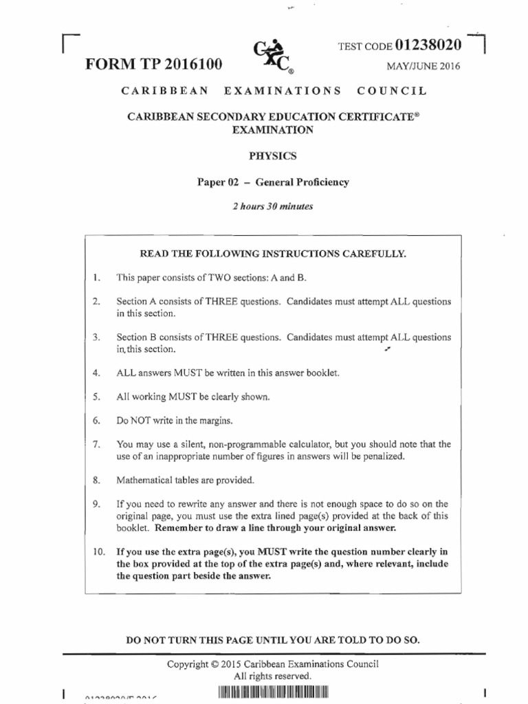 Csec Physics Paper 2