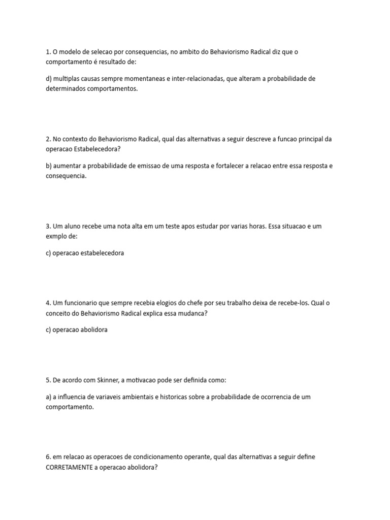 Prova Analise Funcional Do Comportamento UNIP 2024 | PDF