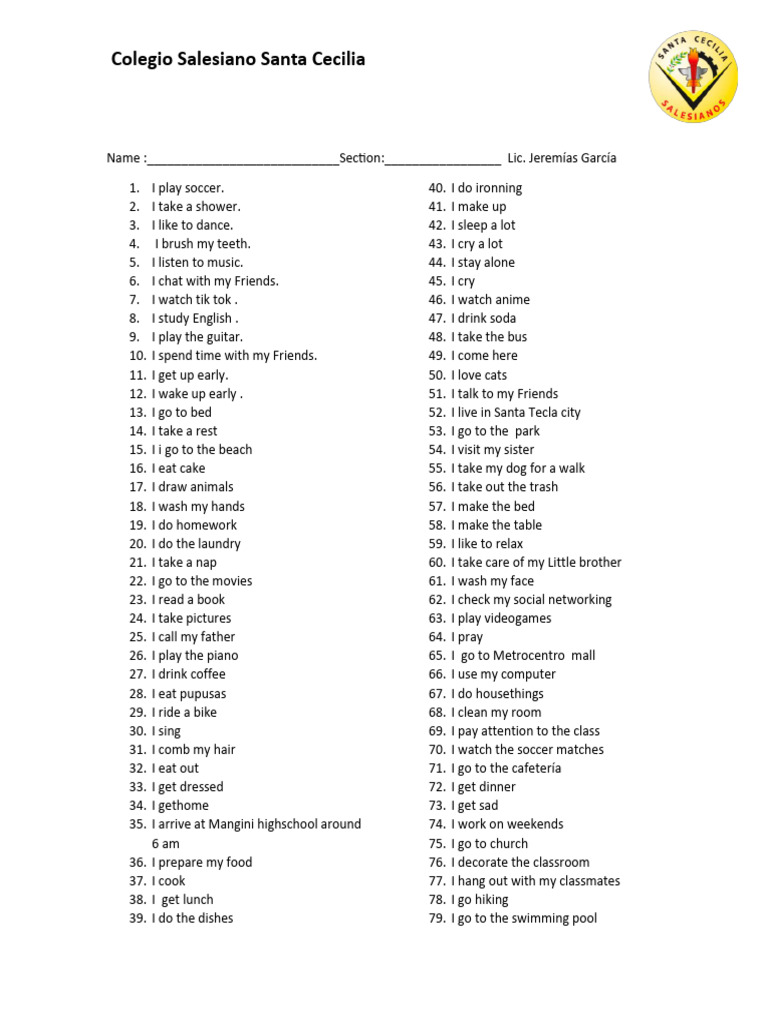 Daily Activities of a Student | PDF