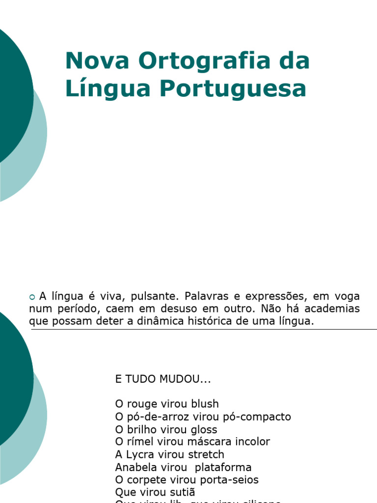 Nova Ortografia: Mudanças e Regras | PDF | Português (idioma ...
