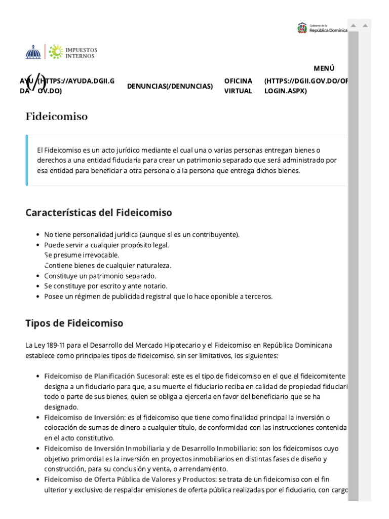Características del Fideicomiso en RD | PDF | Ley común | Derecho privado