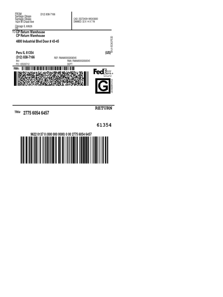 Return Authorization Details for RMA RMAM00002836545 | PDF