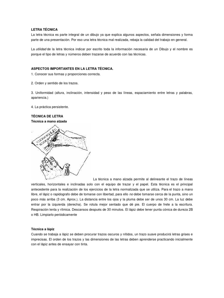 TRAZO DE LETRA TÉCNICA | PDF | Dibujo | Mano