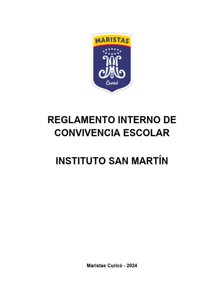 Reglamento Convivencia Escolar 2024 | PDF | Plan de estudios | Derechos ...