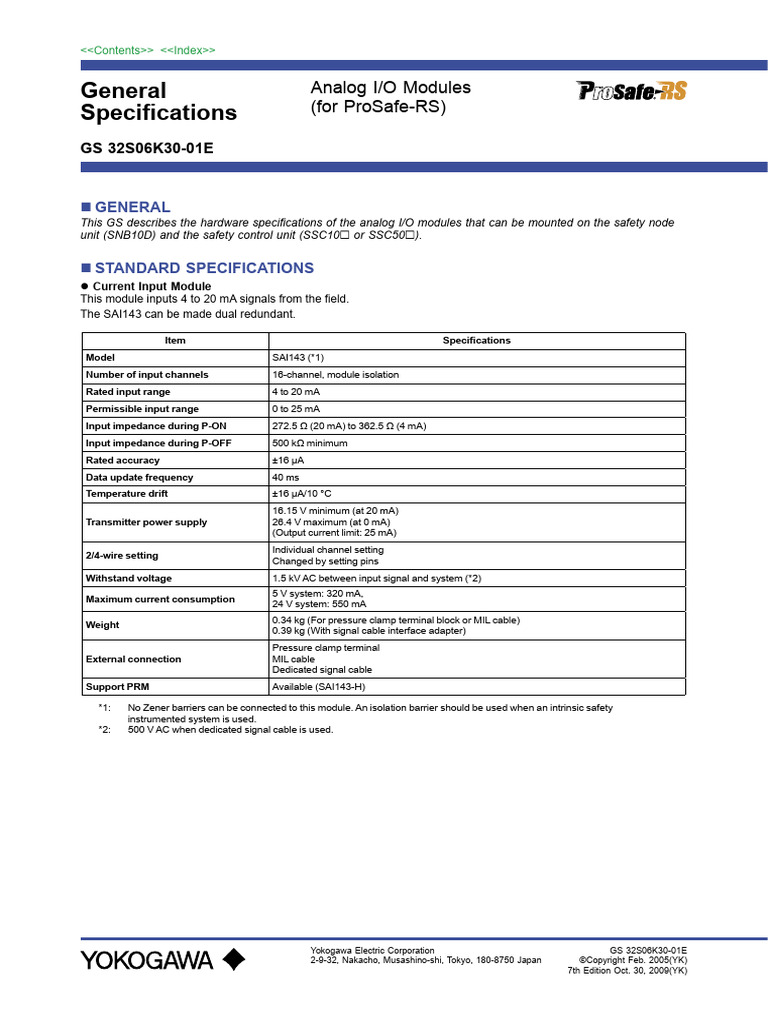 2.1 Analog IO Modules (For ProSafe-RS) (GS32S06K30-01E - 007) BYX | PDF ...