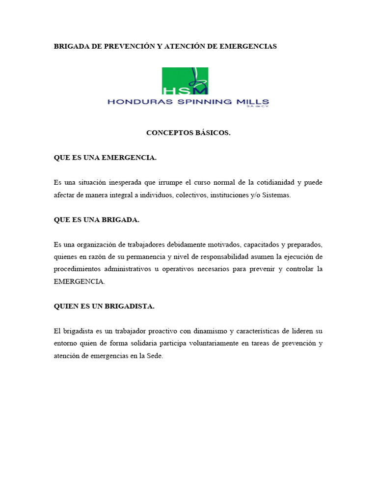 Creacion Brigada de Emergencias | Descargar gratis PDF | Seguridad y ...