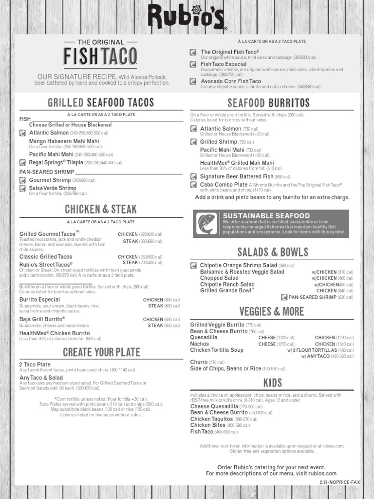 Rubios Menu No Prices PDF Burrito Taco