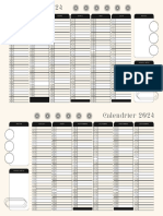 Calendrier 2024 semestre élégant minimaliste beige et noir