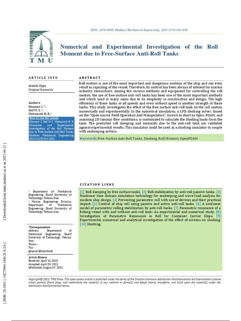 Roll Motion Is One Of The Most Important And Dangerous Motions Of The