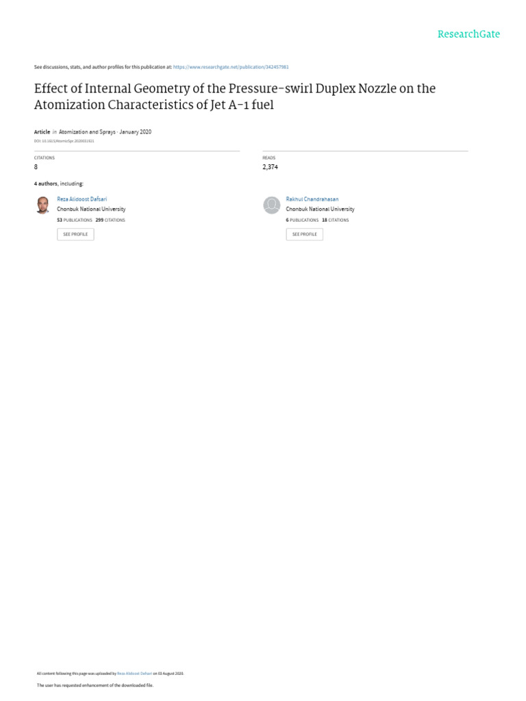 Duplex Nozzle Geometry Effects on Atomization | PDF | Nozzle ...