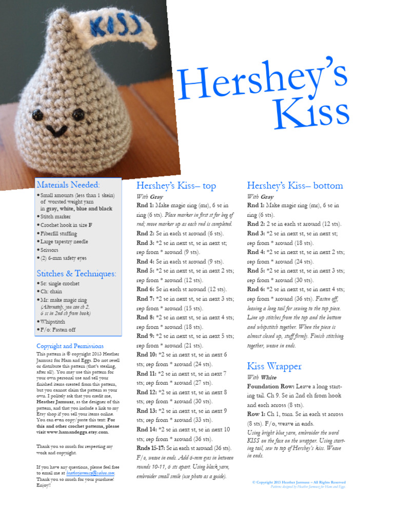 Hershey S Kiss Pattern Download Free PDF Crochet Needlework