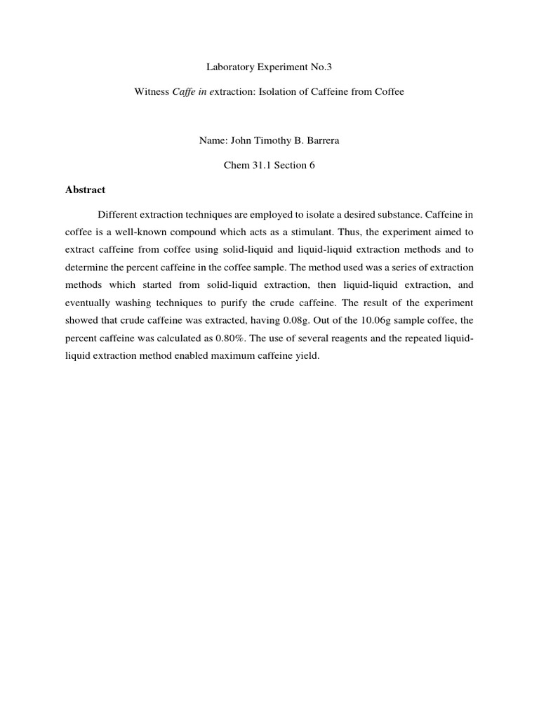 Barrera Laboratory Report Chem 31.1 PDF Filtration Solubility