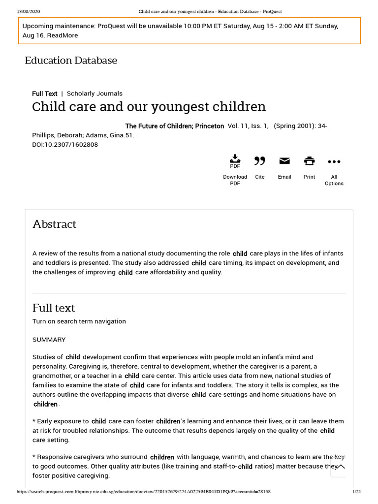 Impact of Child Care on Infants' Development | PDF | Child Care | Caregiver