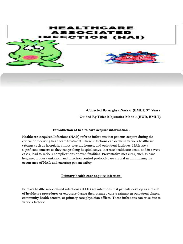 Healthcare Acquired Infections By Arghya Naskar BMLT 3rd Year PDF