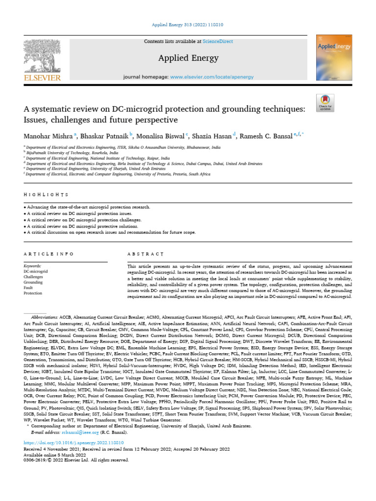 Systematic Review On DC-microgrid Protection and Grounding Techniques ...