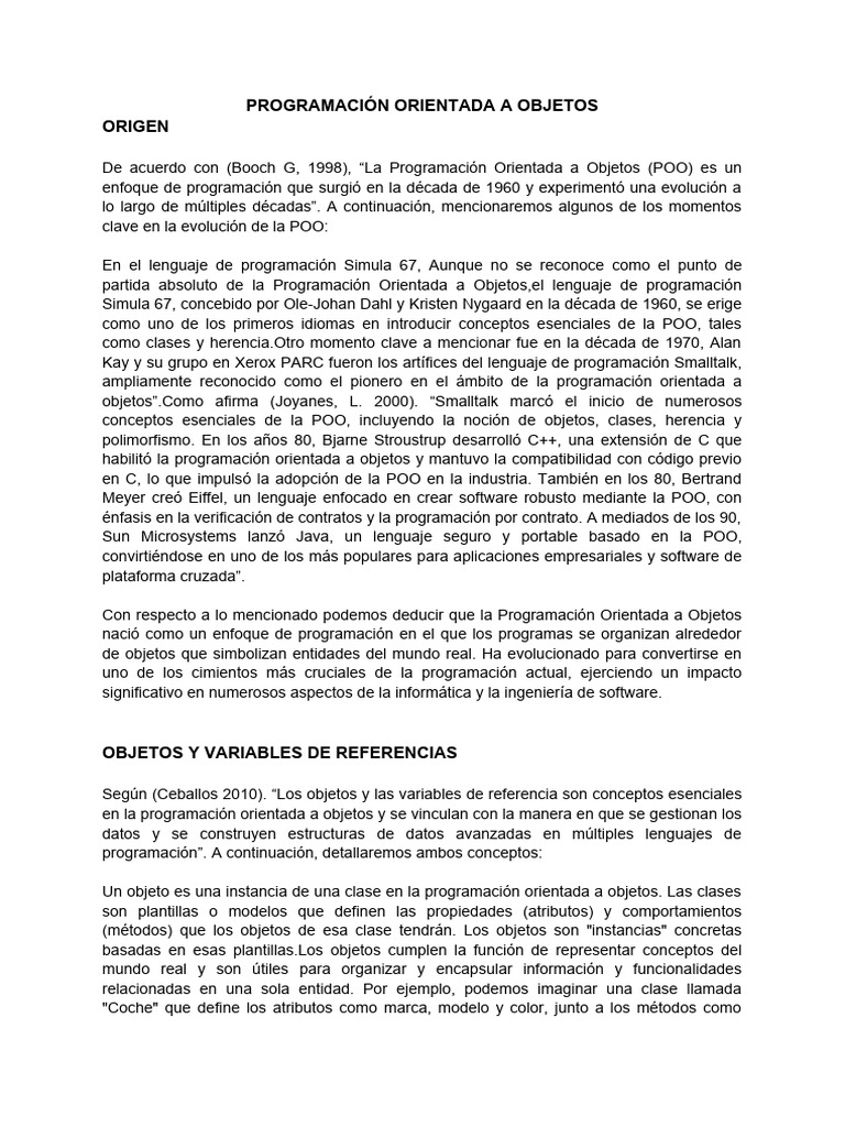 Evolución y Conceptos de POO | PDF | Objeto (informática) | Herencia ...