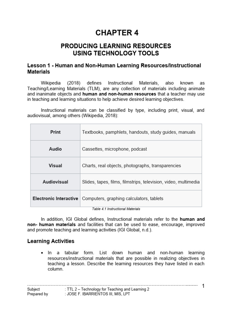 Technology Tools for Learning Resources | PDF | Educational Technology ...