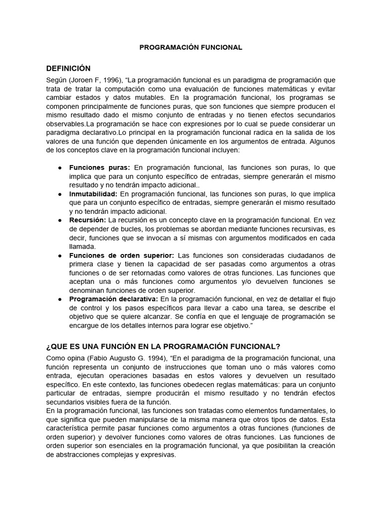 Paradigma de Programación Funcional | PDF | Programacion Funcional ...