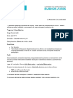 Difusión y Convocatoria Cobertura Coordinador Patios Abiertos - La Plata