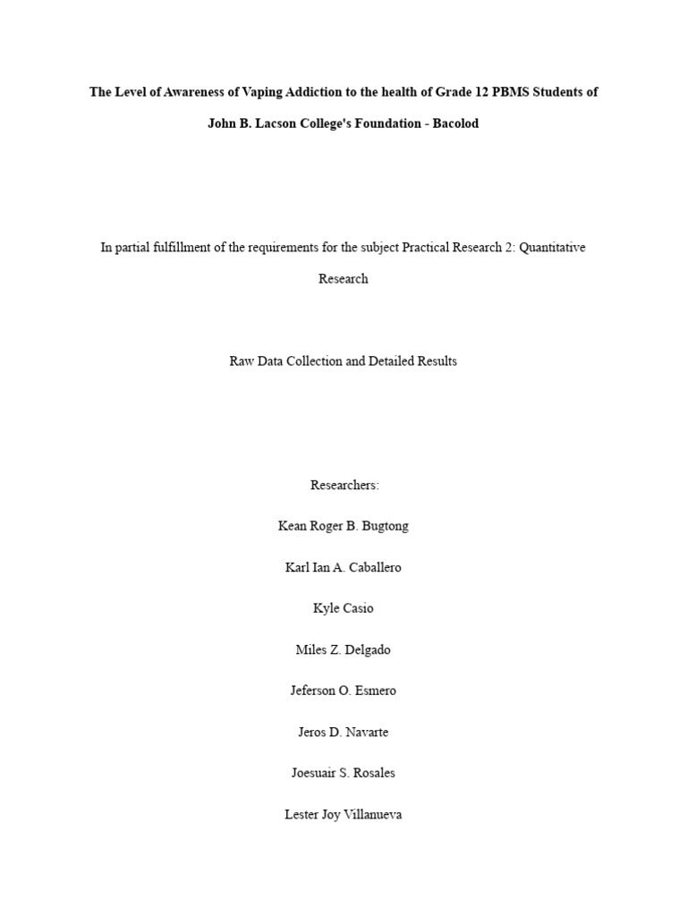 Vaping Addiction Awareness Among Students | PDF | Electronic Cigarette ...