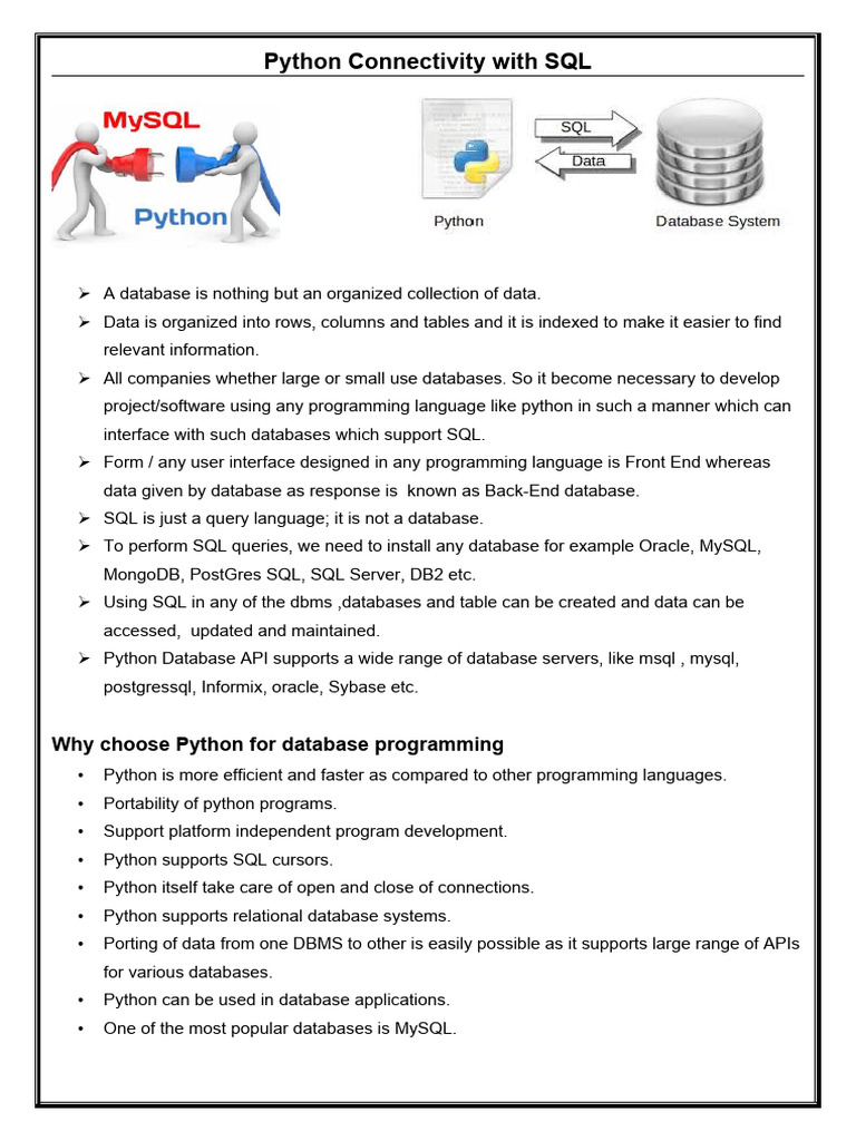 cs12 - Python Connectivity With SQL | PDF | Databases | Sql