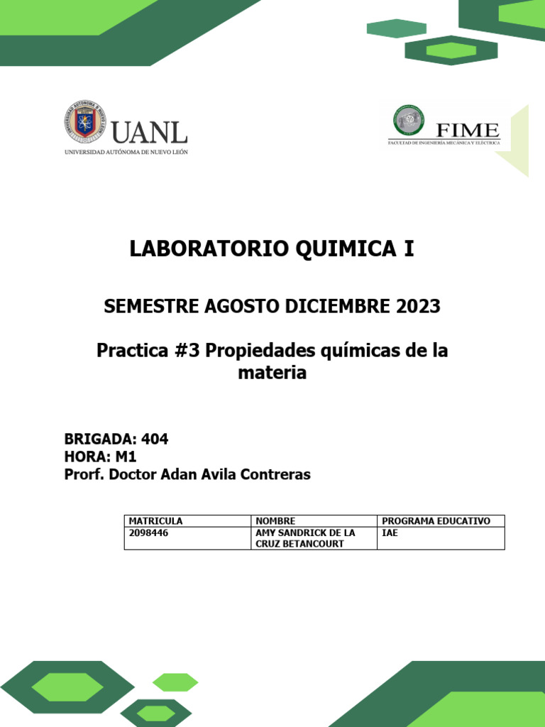 Práctica3 Labq | PDF | Redox | Reacciones químicas