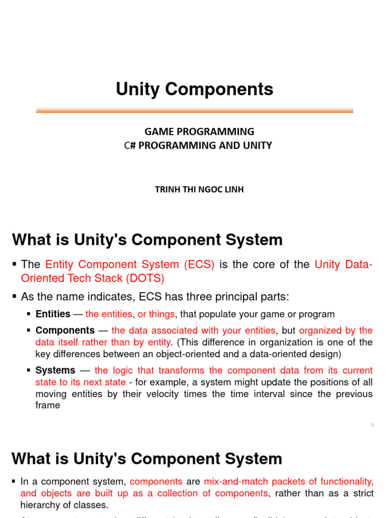1.3.2 - Unity Components | PDF | Force | Rendering (Computer Graphics)