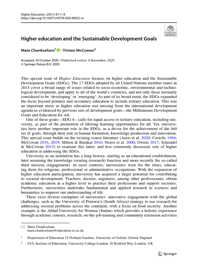 Higher Education's Role in SDGs | PDF | Sustainability | Economies