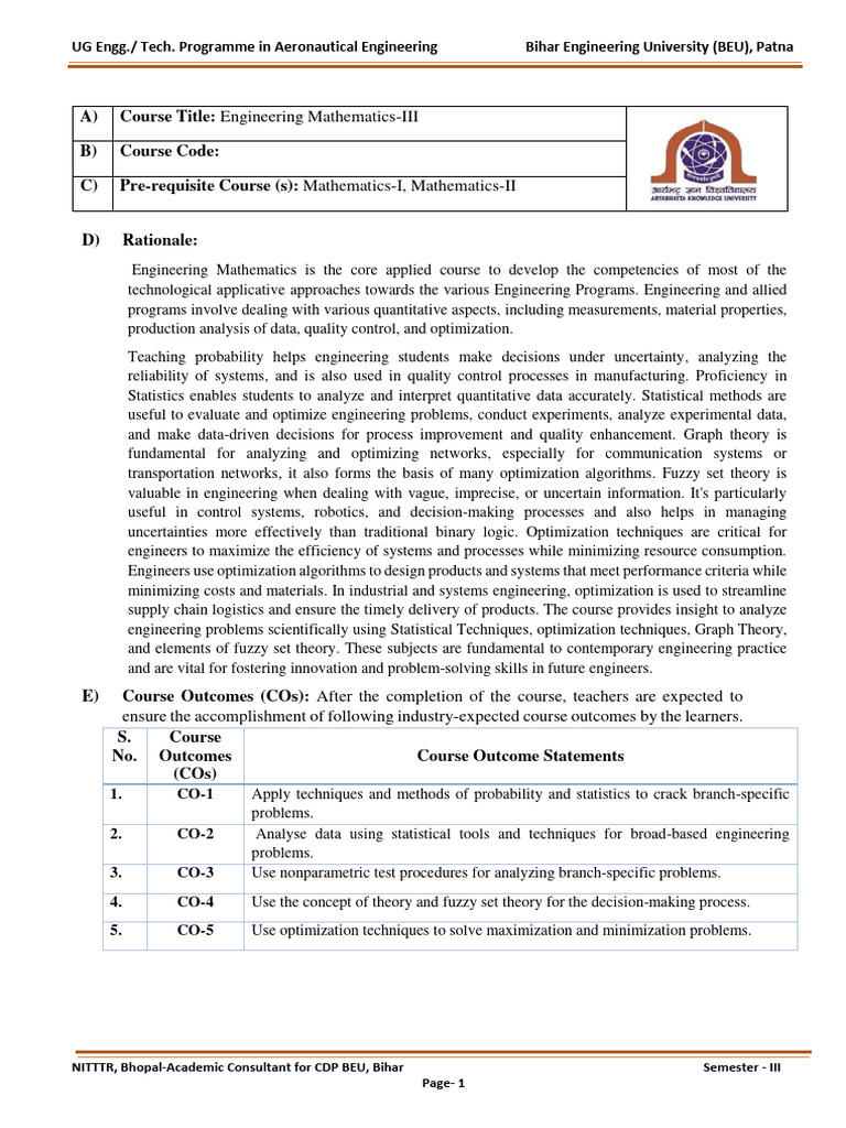 Engineering Mathematics III Syllabus | PDF | Statistics | Student's T Test