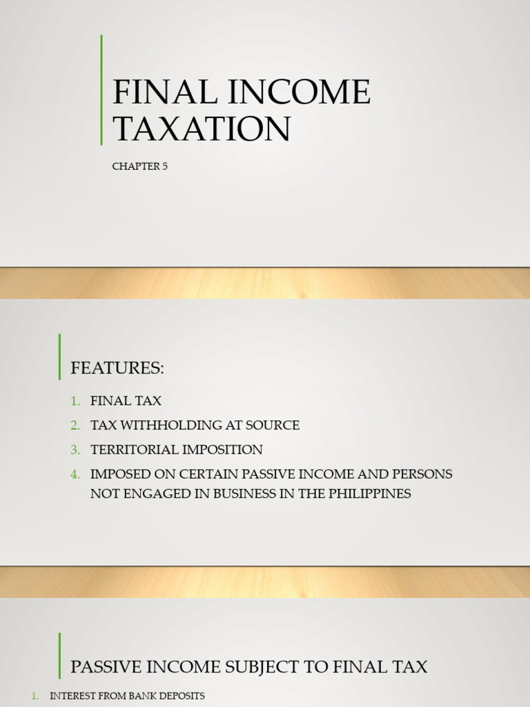 Chapter 5 - Final Income Tax | PDF | Dividend | Taxes