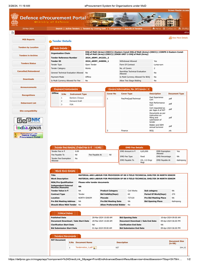Eprocurement System For Organisations Under MoD | PDF