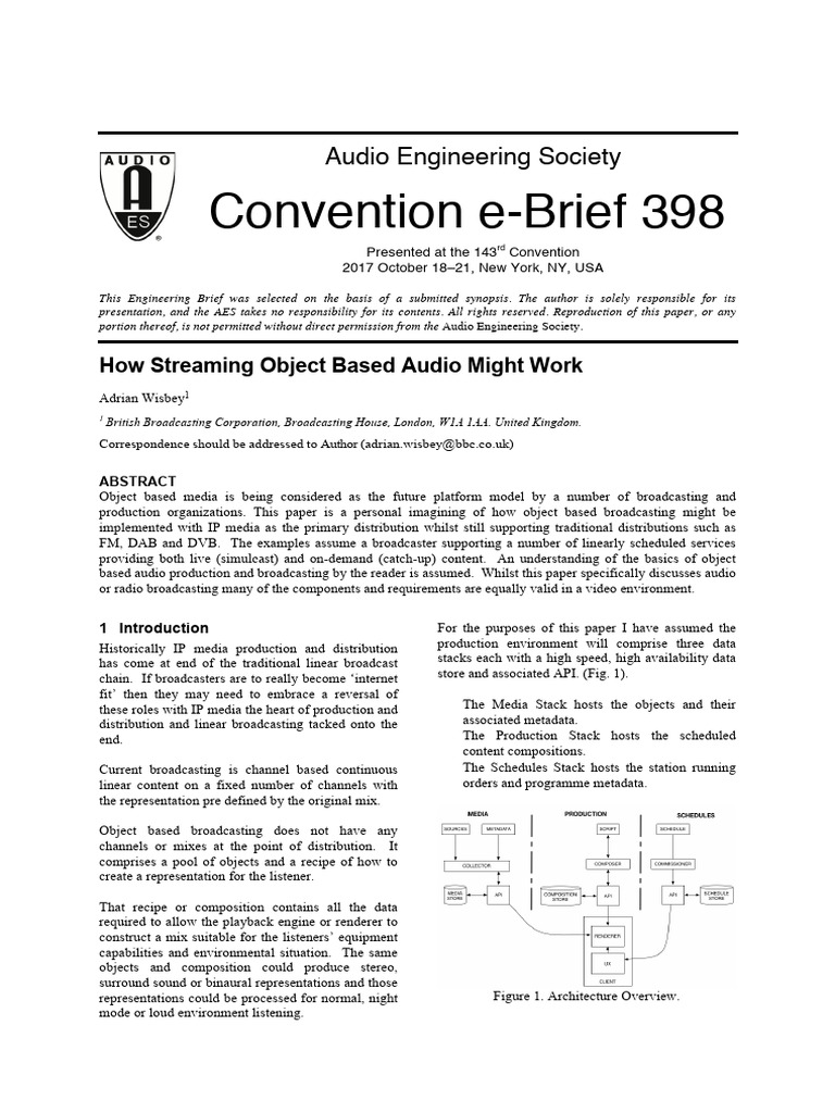How Streaming Object Based Audio Might Work | PDF | Multimedia ...