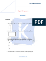 Class 7 Maths Chapter 14 Symmetry Worksheet 1