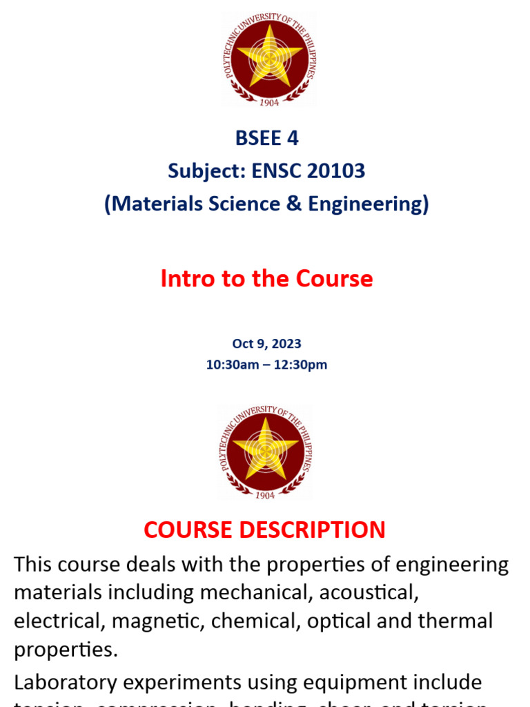 Intro To The Subject ENSC 20103 October 9 2023 | PDF