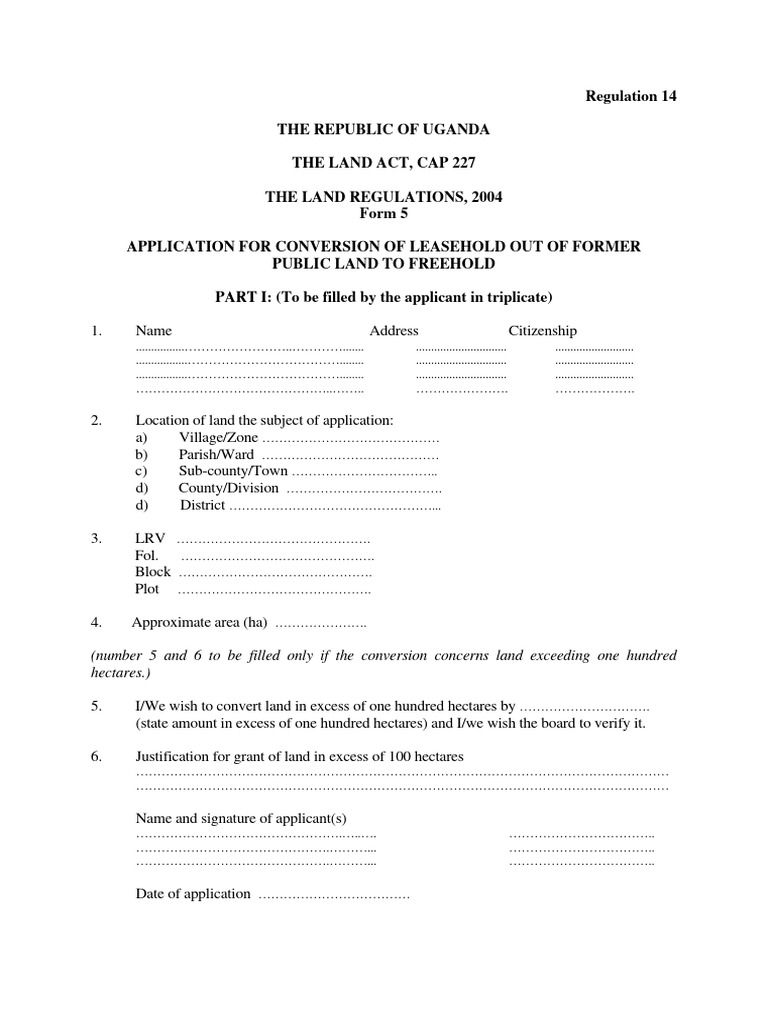 Leasehold to Freehold Conversion Form | PDF | Leasehold Estate | Land Law
