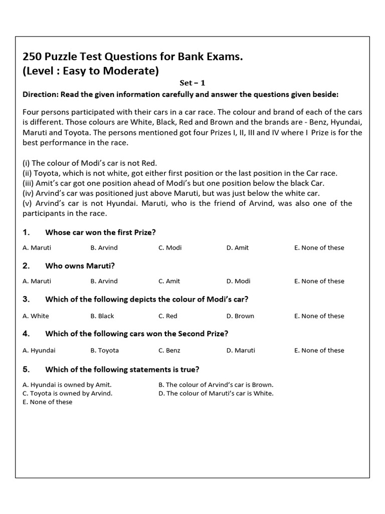 Puzzle Test | PDF | Color | Blue