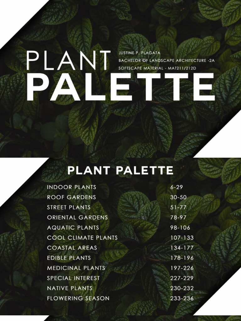Landscape Architecture Plant Palette | PDF