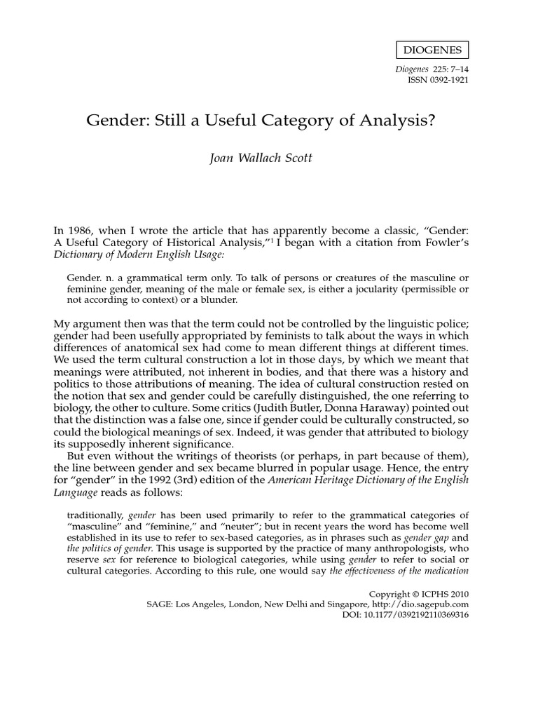 Scott, Gender Still Useful Category PDF Gender Gender Studies