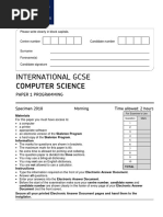 Gcse Computer Science Question Paper 1 v1 23012018