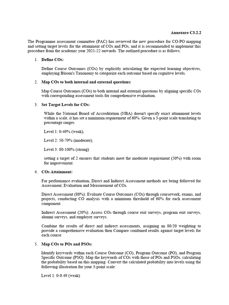 Procedure For CO PO Attainment Download Free PDF Evaluation Cognition
