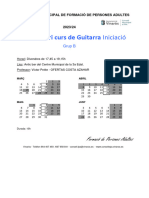 Calendari Curs de Guitarra Iniciació: Formació de Persones Adultes