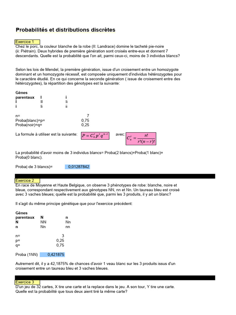 Probabilités et lois de distributions | PDF | Génétique