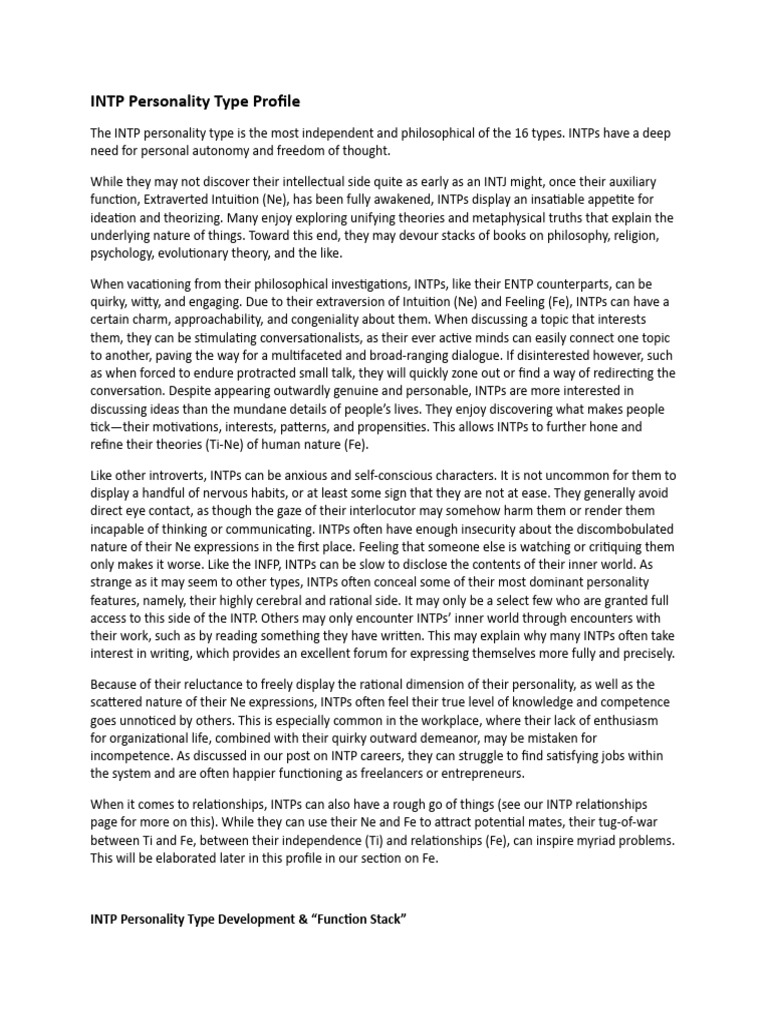 INTP Personalized | PDF | Personality Type | Business