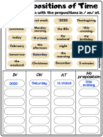 Prepositions of Time Fill in The Blanks With in On at Grammar Exercise Book1