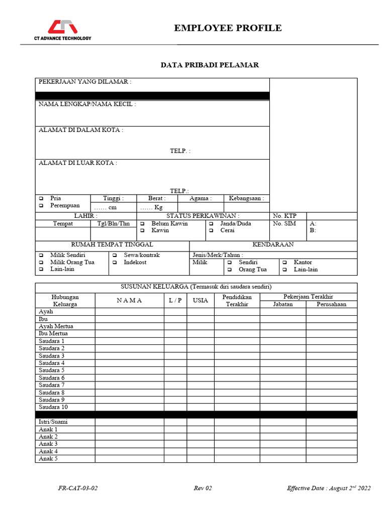 Formulir Profil Karyawan | PDF