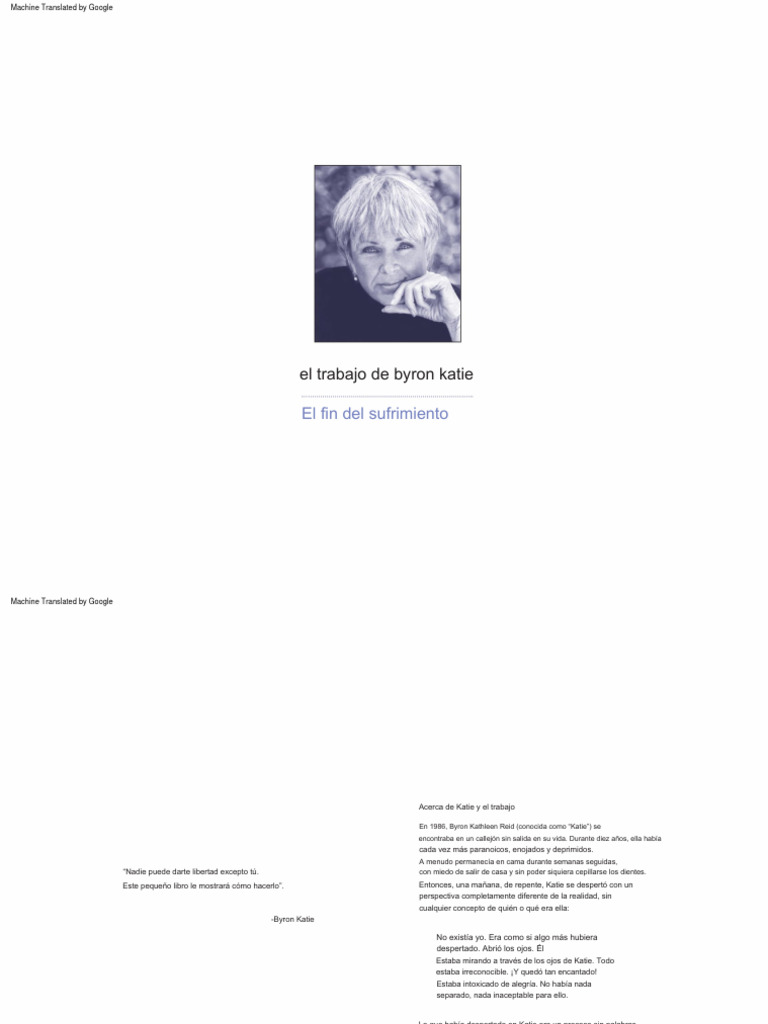 El Trabajo de Byron Katie: Fin del Sufrimiento | PDF | Pensamiento | Verdad
