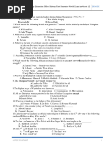 History Model Exam For G-12 2016 Addis Ketema