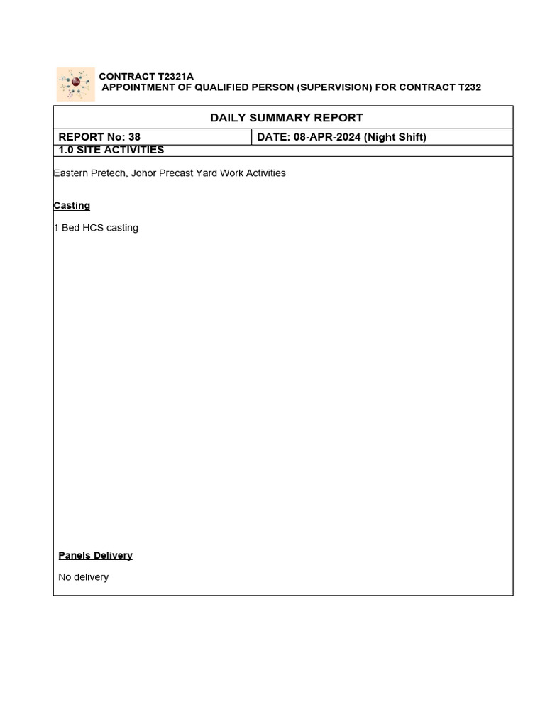 Daily Report - T2321A | PDF