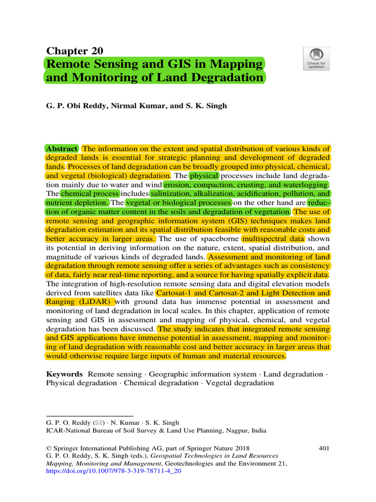 Remote Sensing And Gis In Mapping Pdf Environmental Degradation