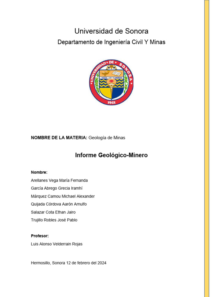 Informe Geológico de Prospección Minera | PDF | Roca (geología) | Minería